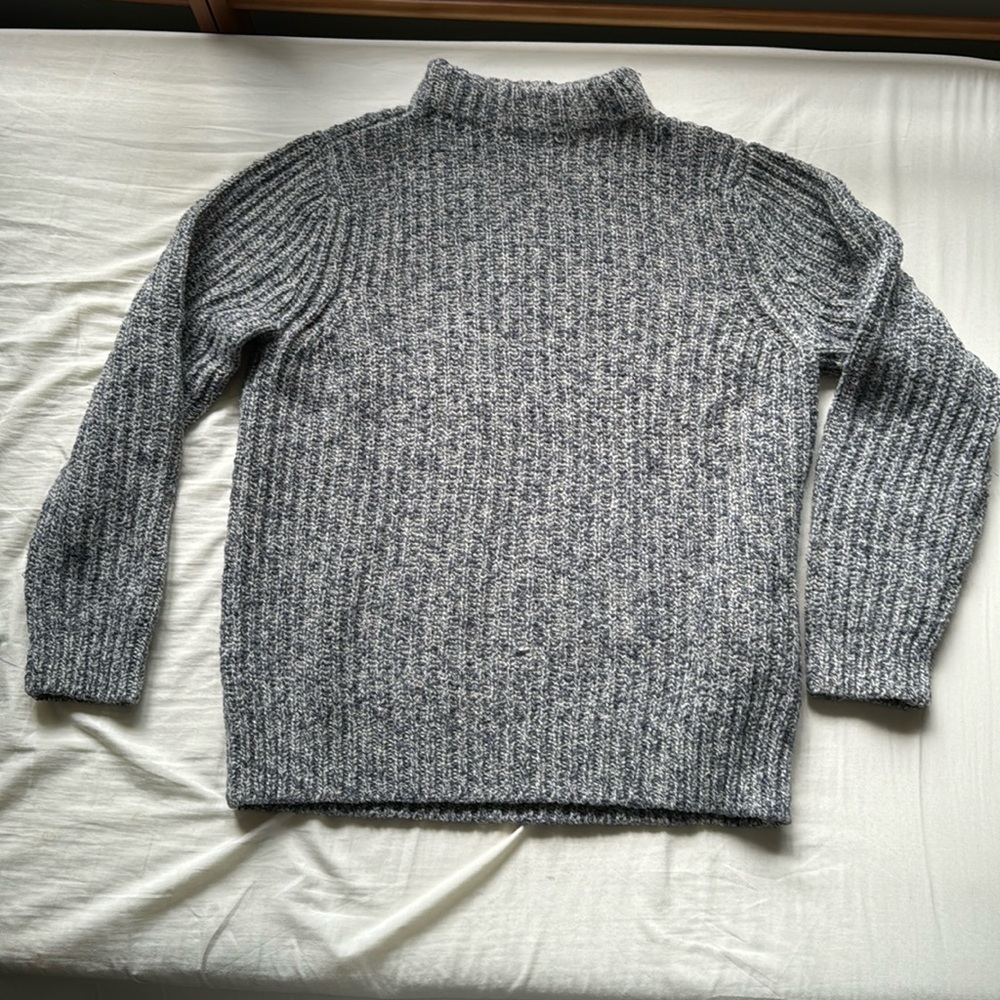 L.L. Bean Signature large blue/grey mock turtleneck wool sweater